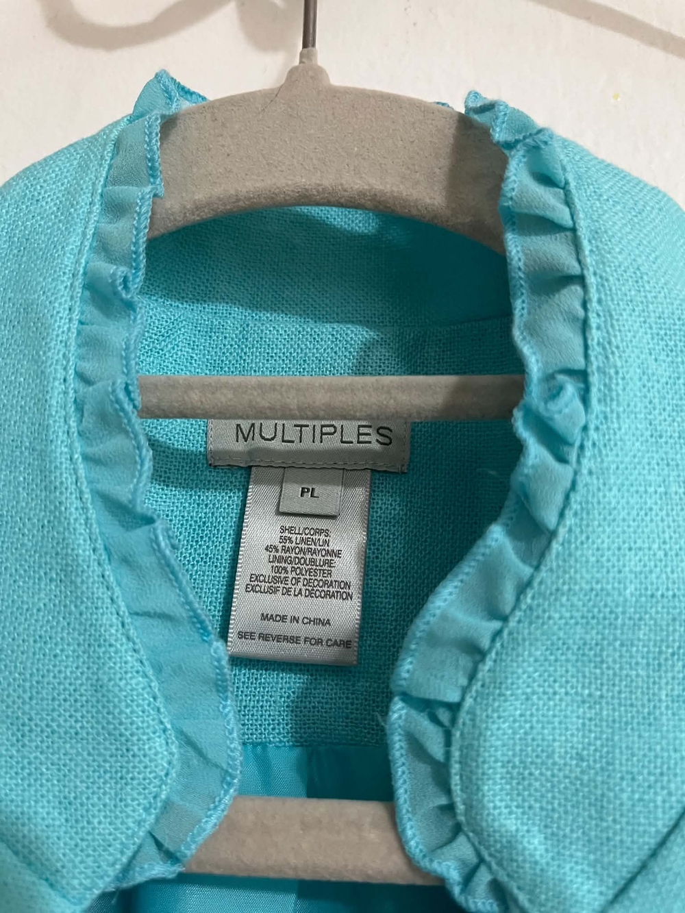 Multiples Aqua Ruffle-Cuff Collarless Jacket - Picture 5 of 11